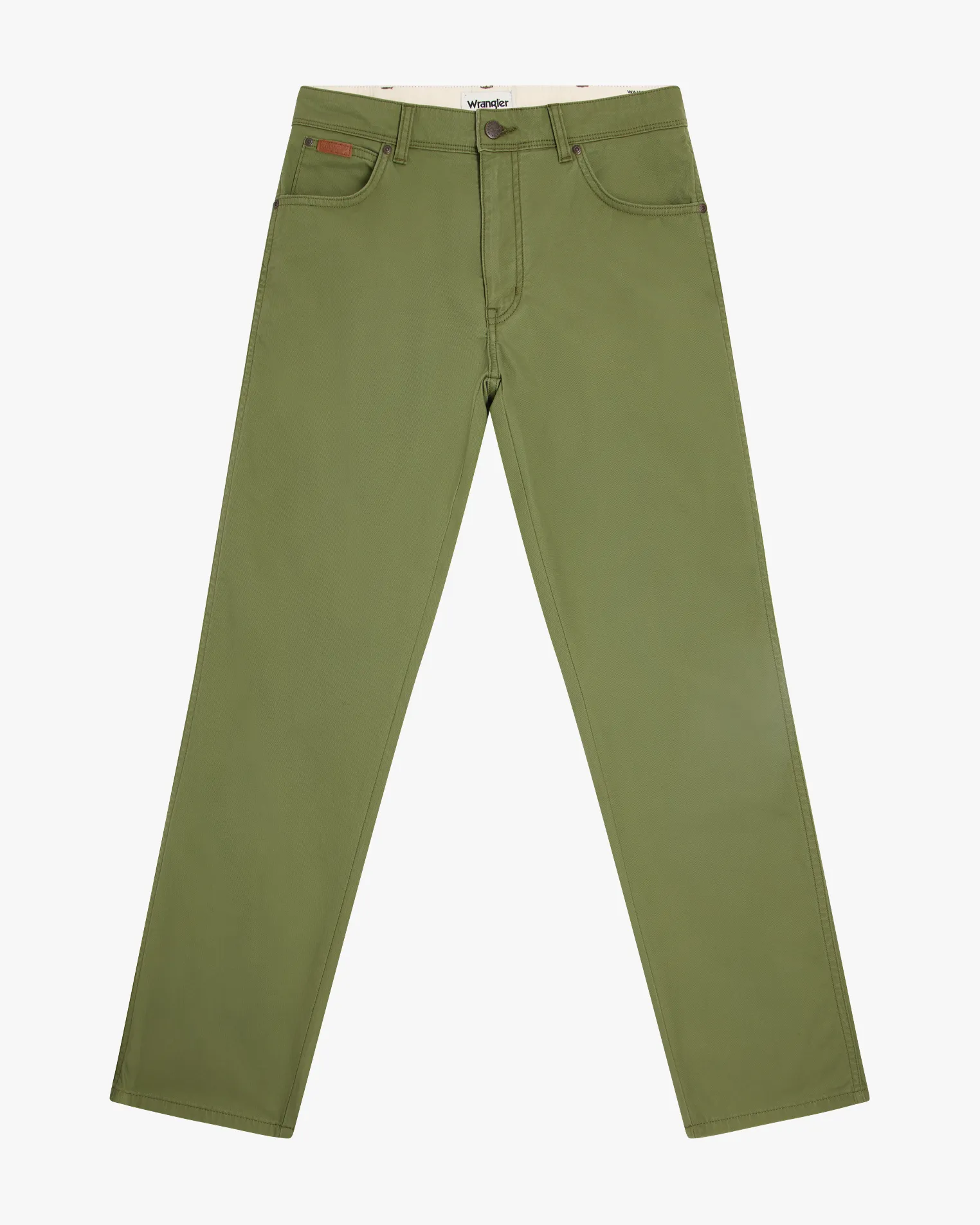 Wrangler Texas Stretch Authentic Straight Mens Cotton Satin Trousers - Dusty Olive